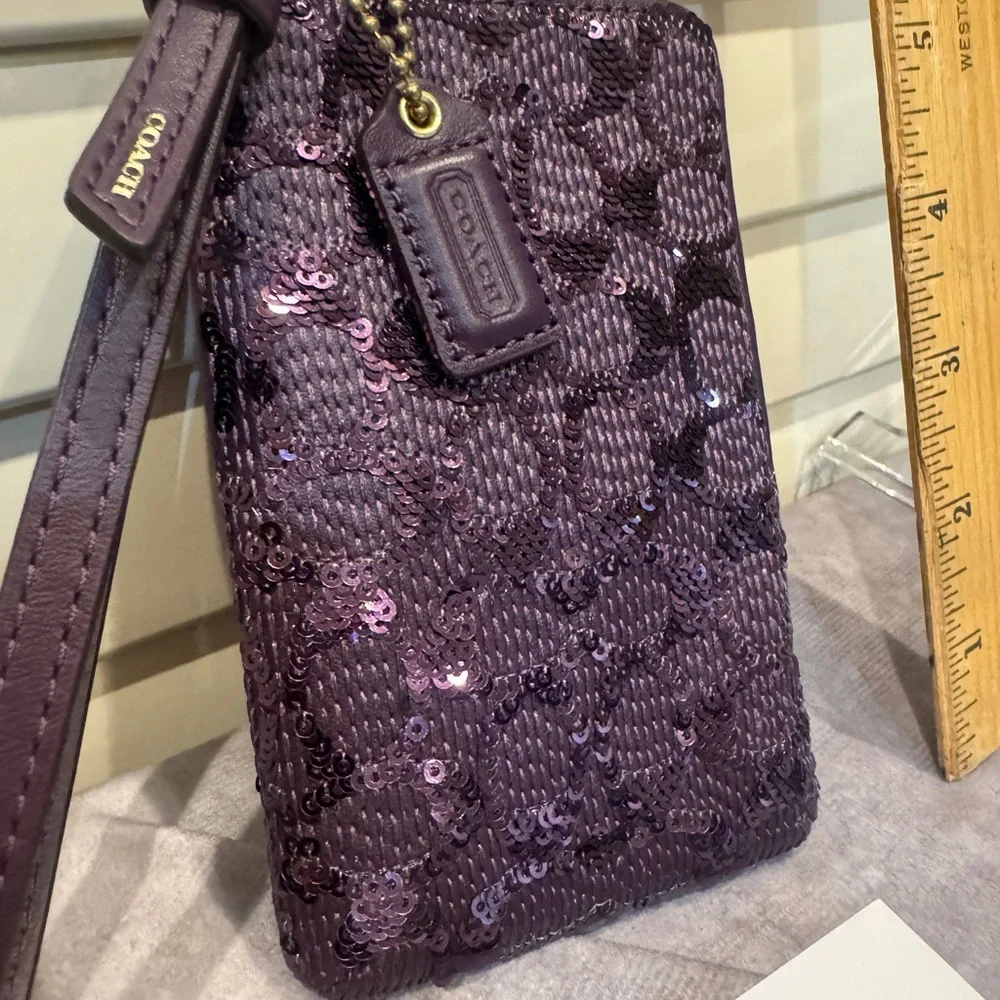 Coach Purple‎ Sequin Wristlet Purple Sequin Coach Camera Case/Wristlet